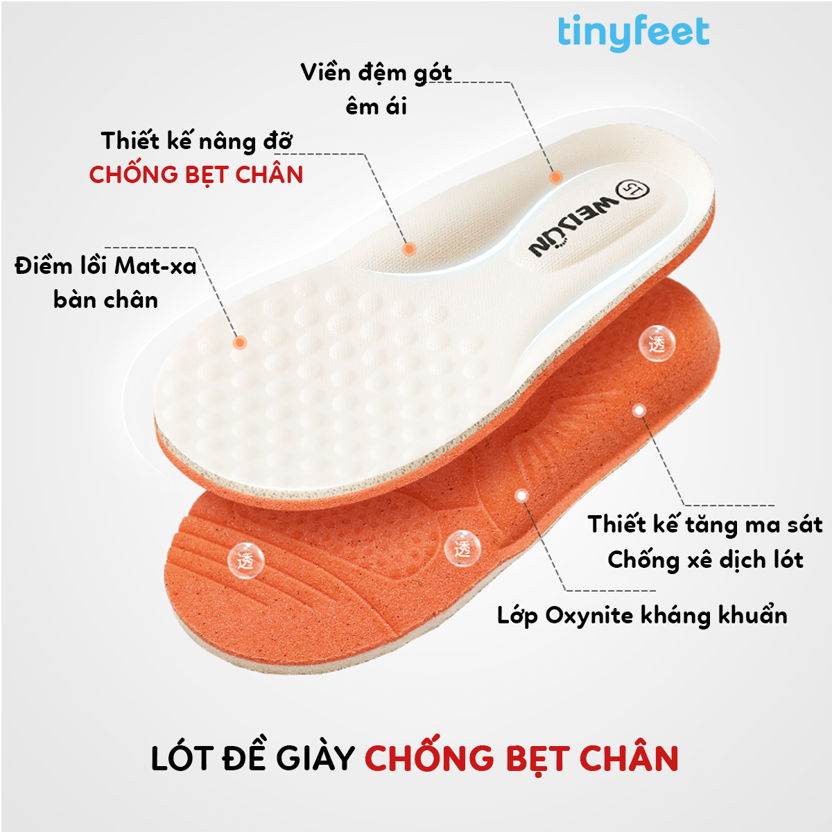 Lót giày trẻ em có thể tháo rời để vệ sinh sạch sẽ.