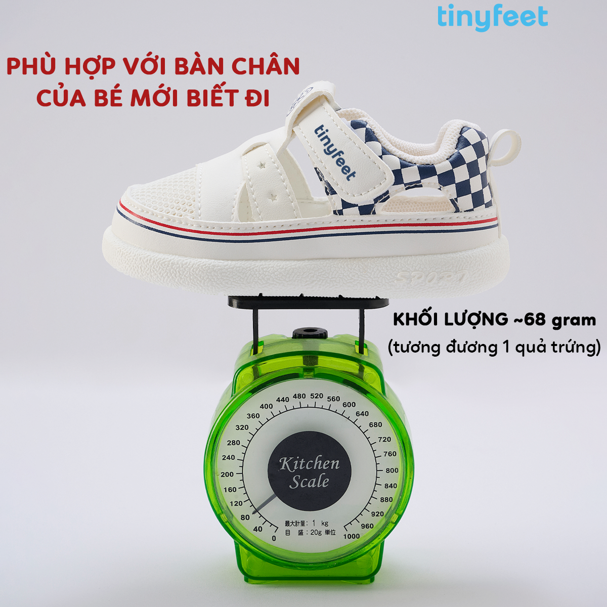 Giày tập đi của tinyfeet phù hợp dành cho trẻ tập đi với trọng lực cực kì là nhẹ