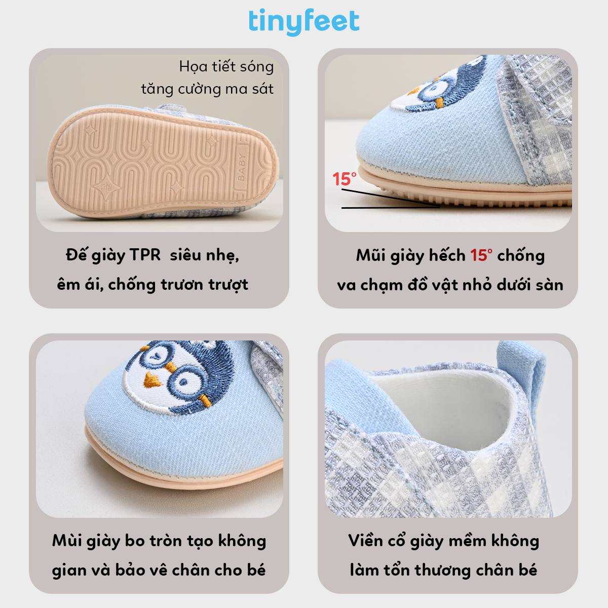 Hình ảnh mô tả chiếc giày phù hợp trong quá trình tập đi của trẻ