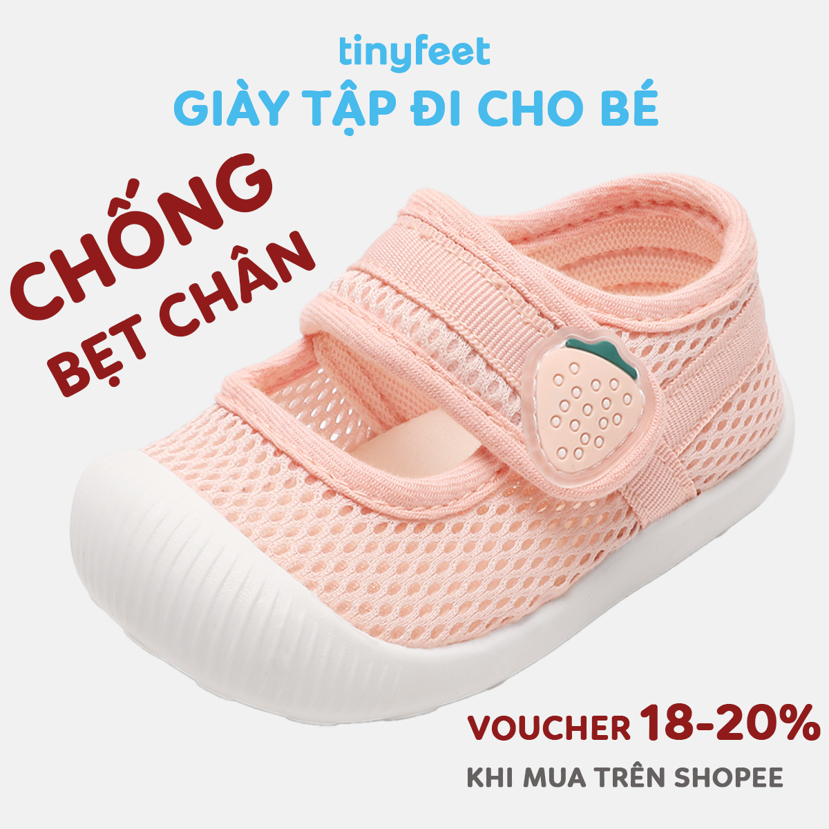 Giày lưới trẻ em Tinyfeet thoáng khí và nhanh khô giúp phòng ngừa nấm chân.