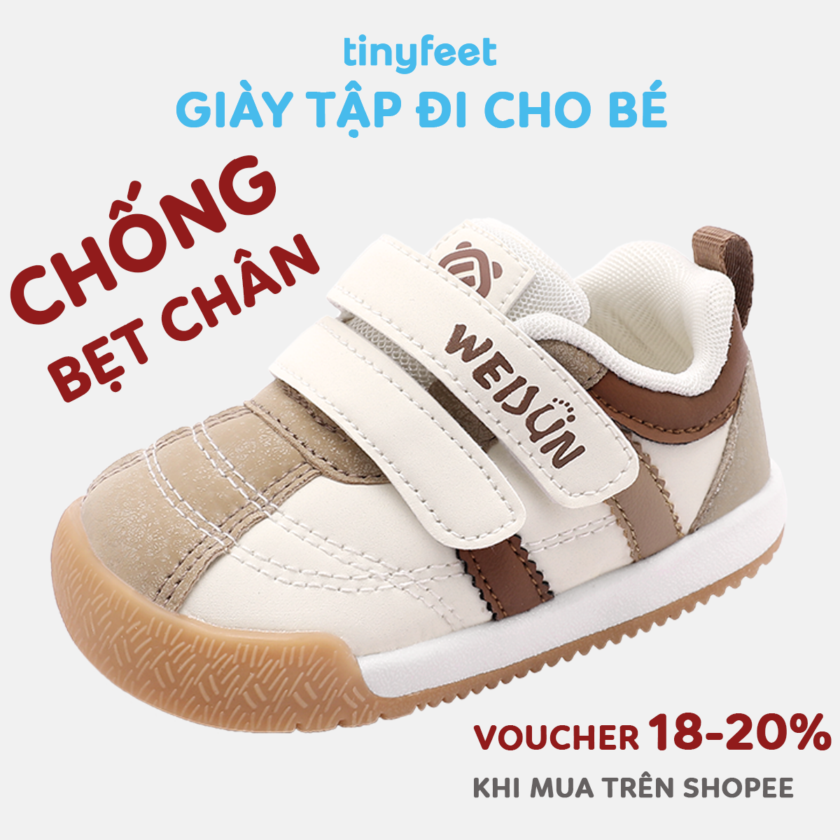 Hình ảnh mô tả một số mẫu giày tập đi cho trẻ hỗ trợ cho trẻ trong giai đoạn tập đi của bé