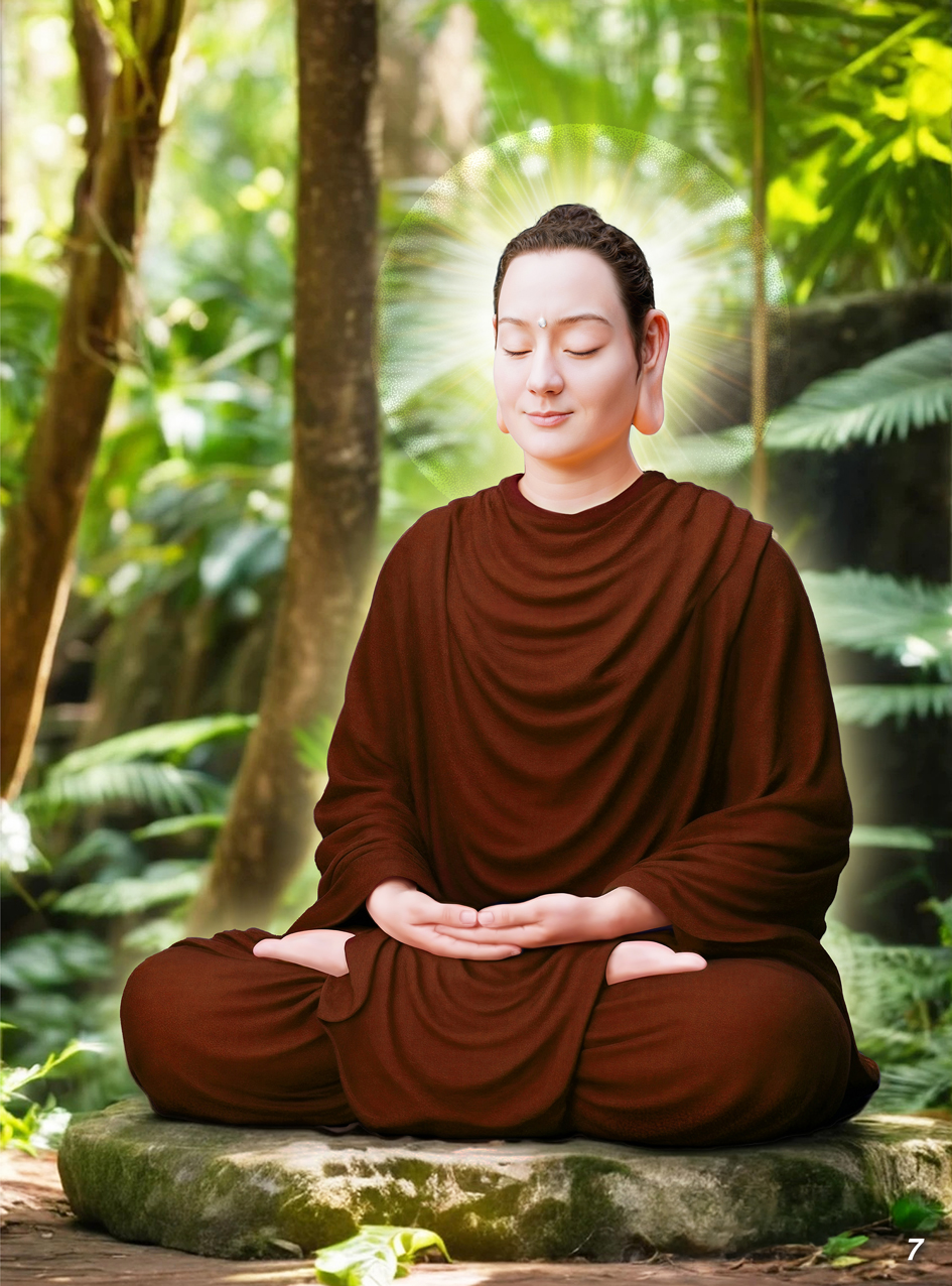 Tranh Đức Phật Thích Ca Mâu Ni (tọa thiền, góc nghiêng)