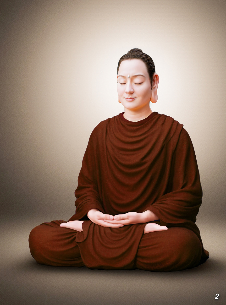 Tranh Đức Phật Thích Ca Mâu Ni (tọa thiền, góc nghiêng)