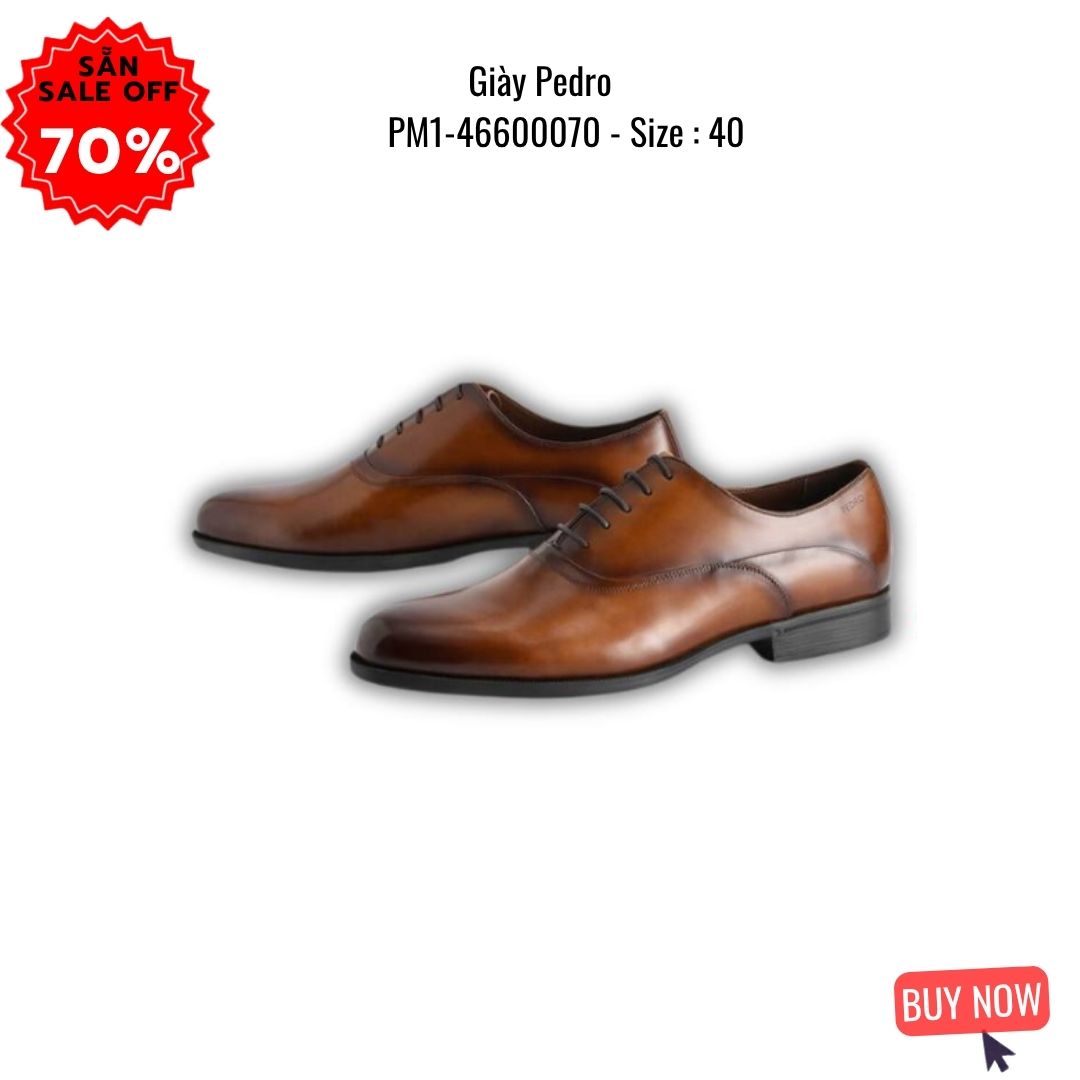 Giày da Pedro PM1-46600070 Nâu vệt đen