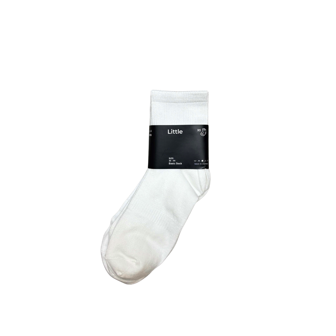 Tất trơn cổ lửng Trắng – White one size