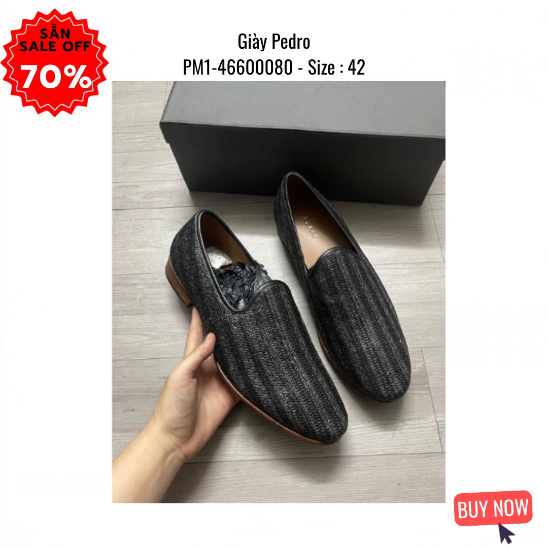 Giày da Pedro PM1-46600080 Đen sọc lưới