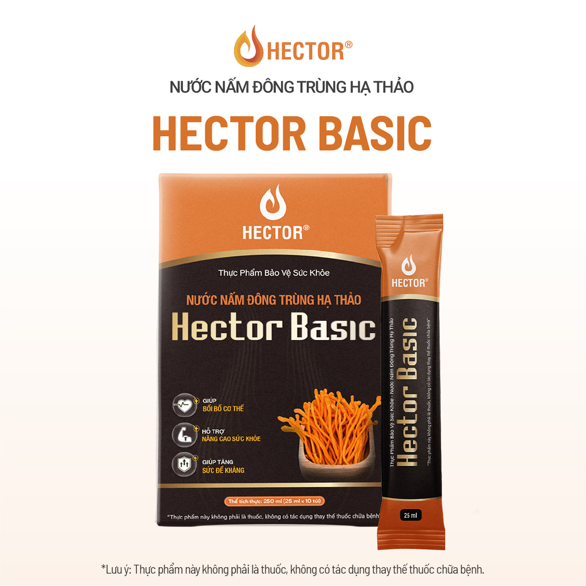 Thực phẩm bảo vệ sức khỏe Nước nấm đông trùng hạ thảo Hector Basic (10 túi)