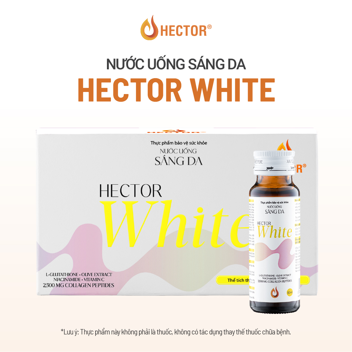 Thực phẩm bảo vệ sức khỏe Nước uống sáng da Hector White (10 chai)