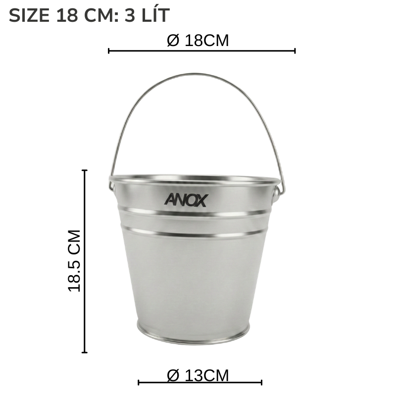 Xô Inox 430 ANOX đựng đá nước, quai inox | Hàng Việt Nam