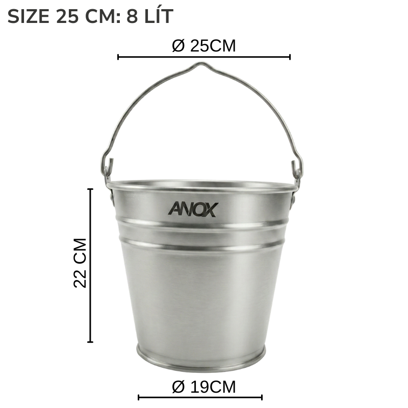 Xô Inox 430 ANOX đựng đá nước, quai inox | Hàng Việt Nam