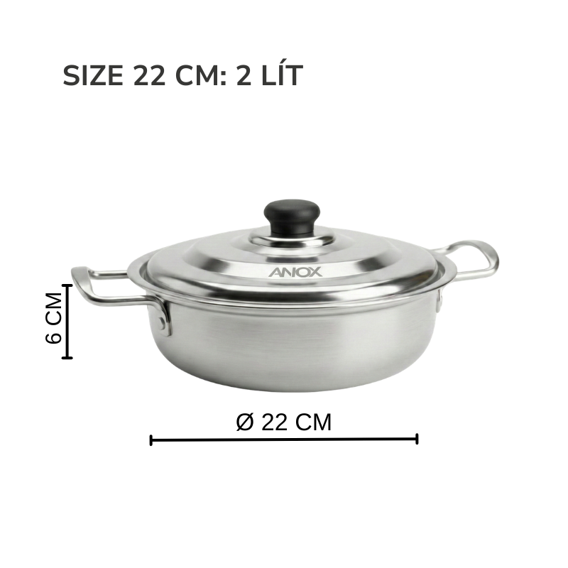 Nồi lẩu Inox ANOX 430 Không gỉ Đáy Từ  | Hàng Việt Nam