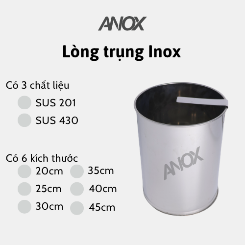 Lòng Trụng Inox 430 Cho Nồi Hủ Tiếu | 35 40 45 cm | Trụng Phở, Bún Chống Rỉ |Hàng Việt Nam - Thương hiệu ANOX