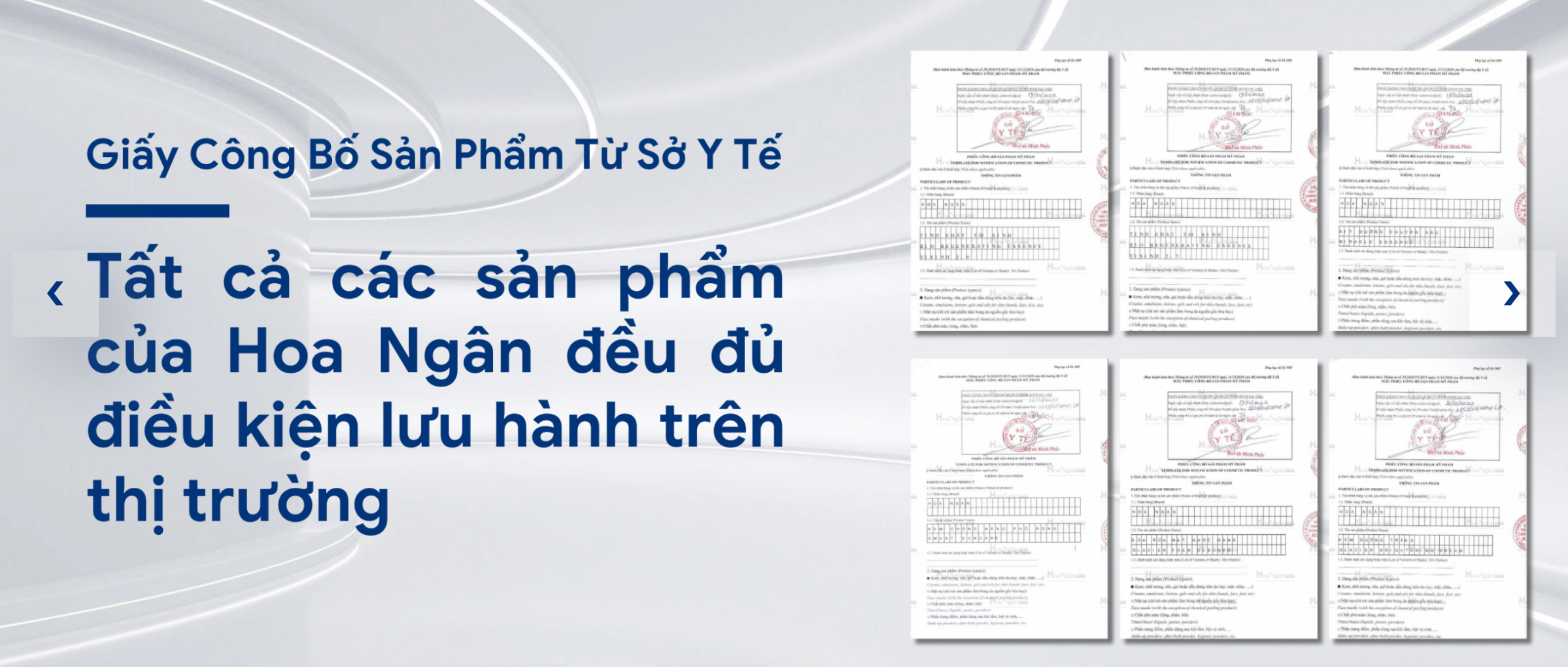 Giấy công bố mỹ phẩm vi sinh Hoa Ngân