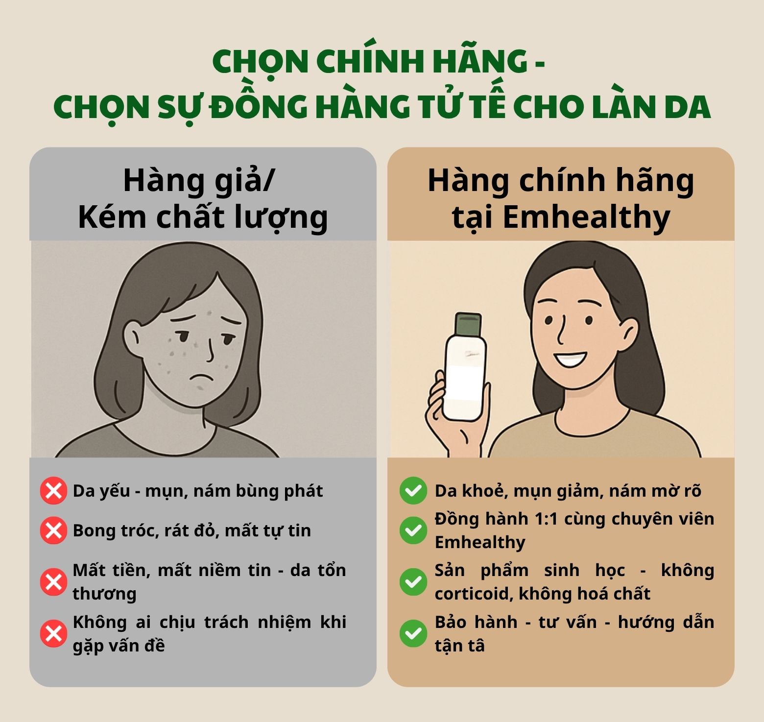 Mỹ phẩm Vi sinh Hoa Ngân chính hãng tại Emhealthy – Xử lý mụn, nám, chăm sóc da nhạy cảm an toàn