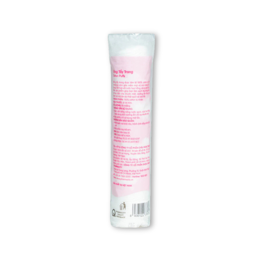 Bông tẩy trang tròn Pharmacity Cotton Puffs (Túi 90 miếng)