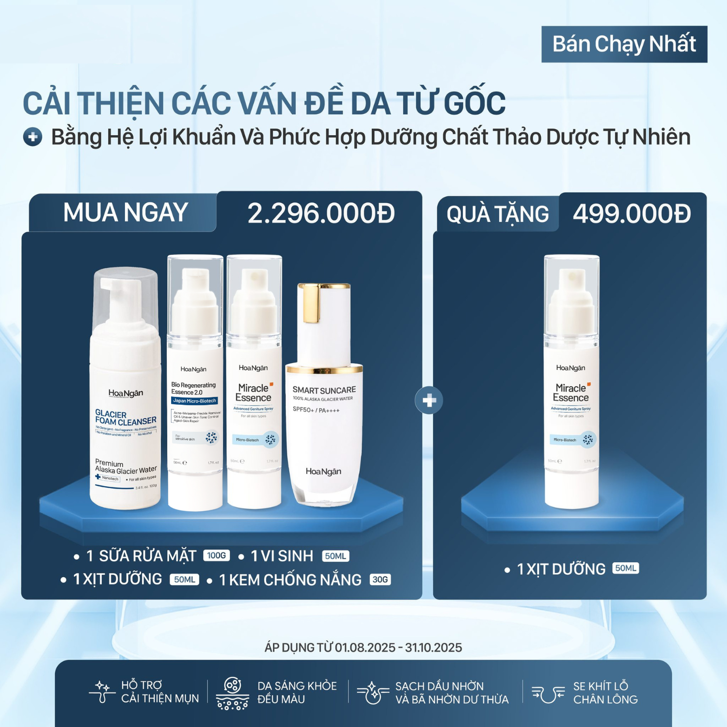Combo 2  Bộ Mỹ Phẩm Vi Sinh | Mỹ phẩm vi sinh Hoa Ngân