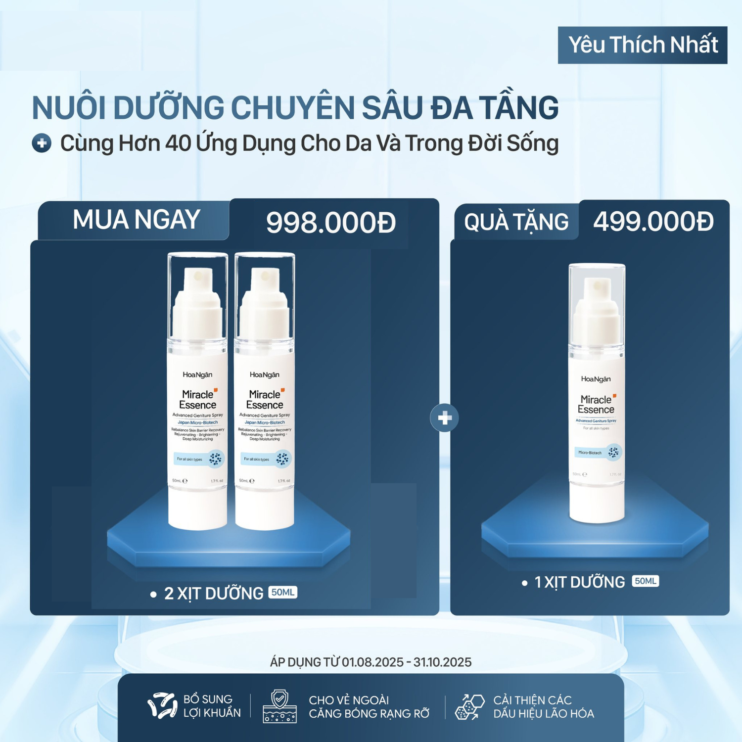 Combo 3 Xịt dưỡng Miracle Essence phục hồi | Mỹ phẩm vi sinh Hoa Ngân