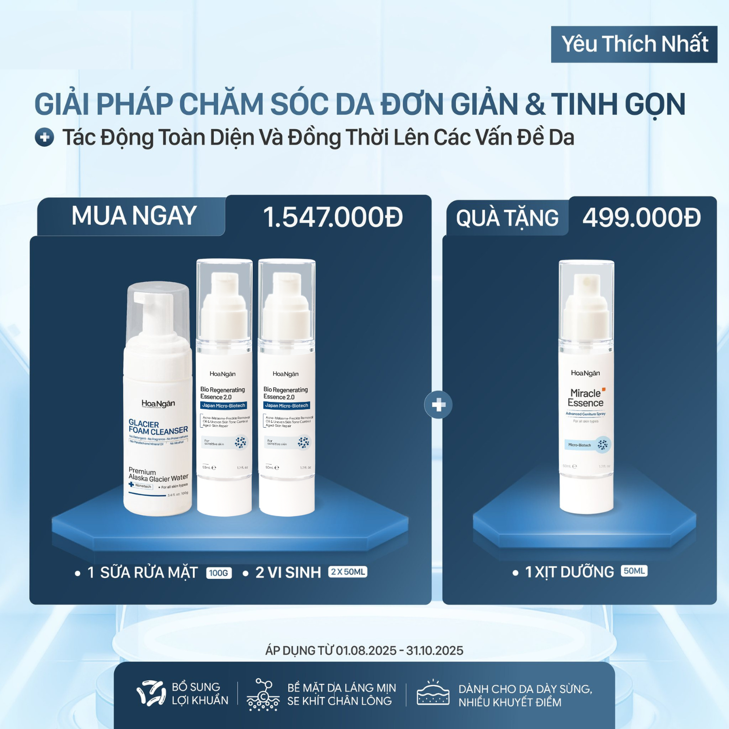 Combo 4 Tái Sinh Toàn Diện | Mỹ Phẩm Vi Sinh Hoa Ngân