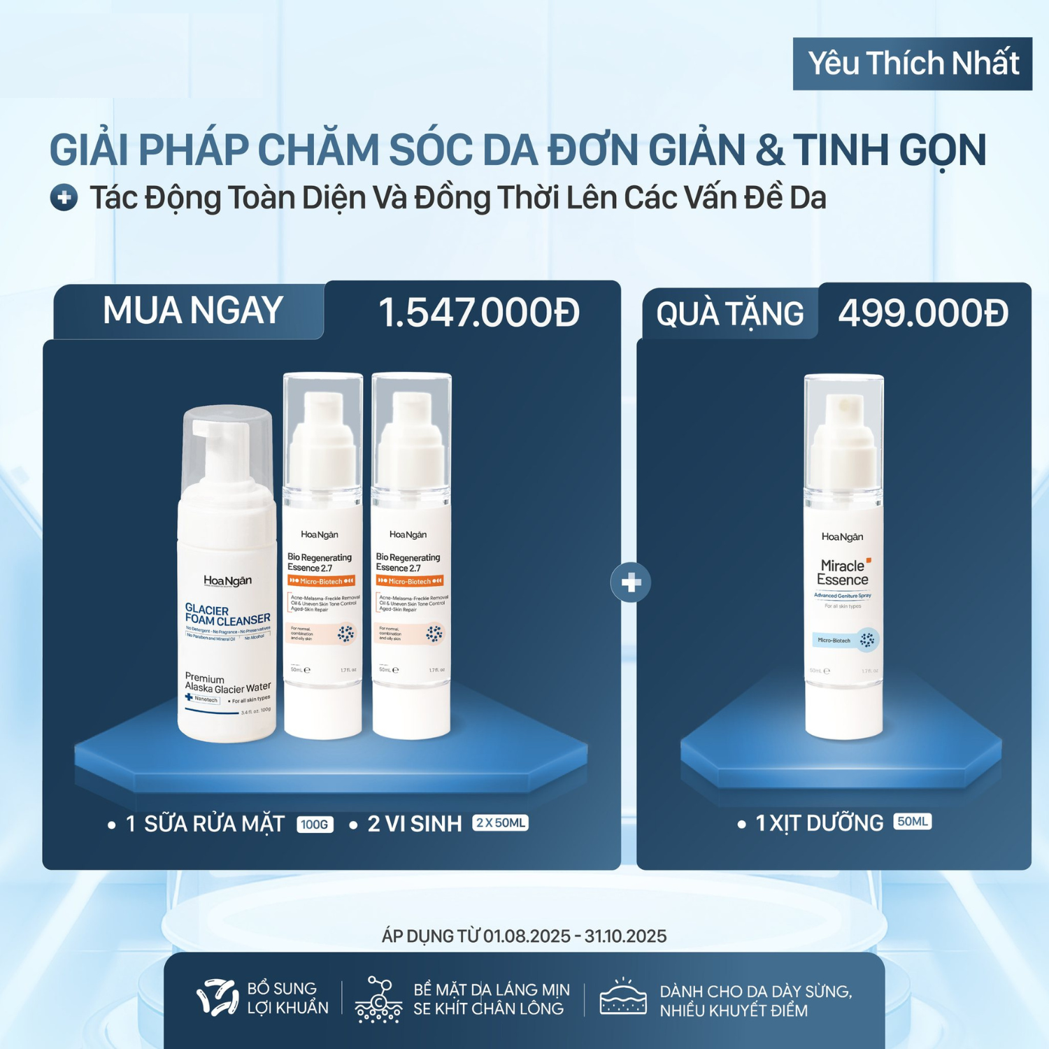 Combo 4 Tái Sinh Toàn Diện | Mỹ Phẩm Vi Sinh Hoa Ngân