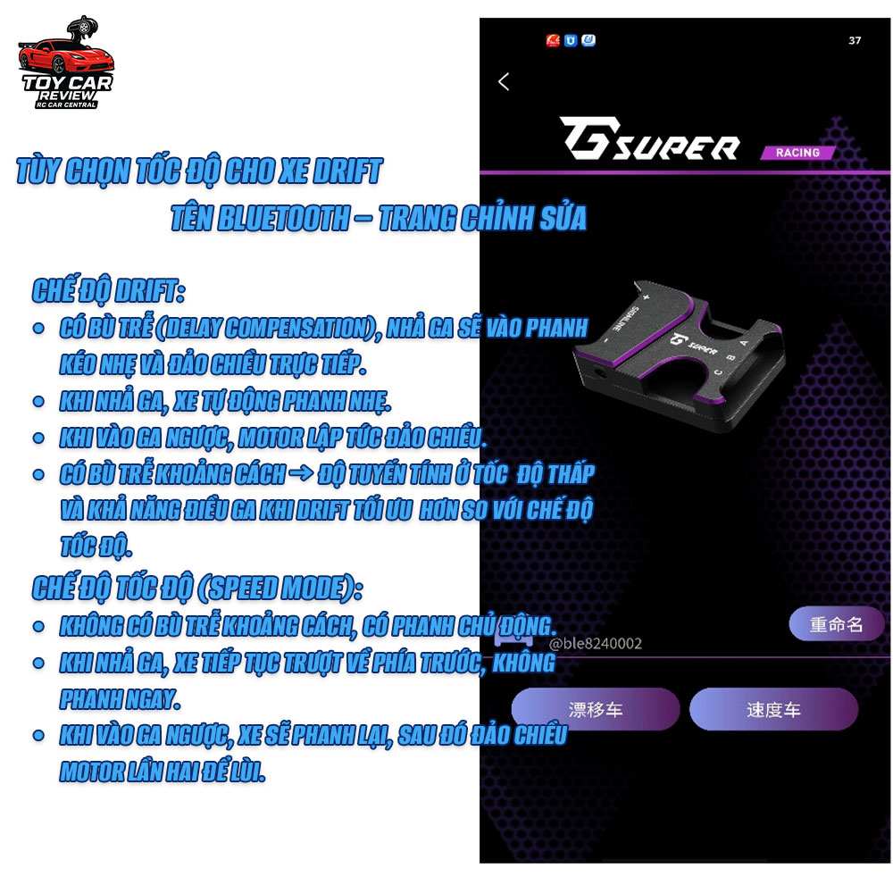 ESC outrunner mini, vỏ kim loại anod, chỉnh qua Bluetooth App - TG Racing