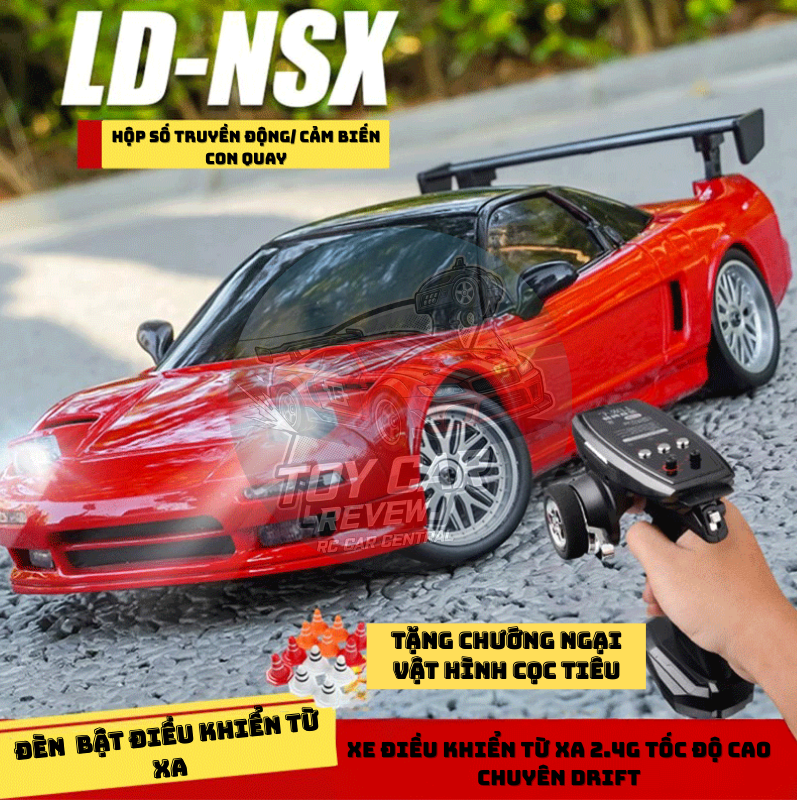 [NEW 2025] Bản cao cấp R002 - Xe RC điều khiển, xe Drift NSX ĐỎ 1/18