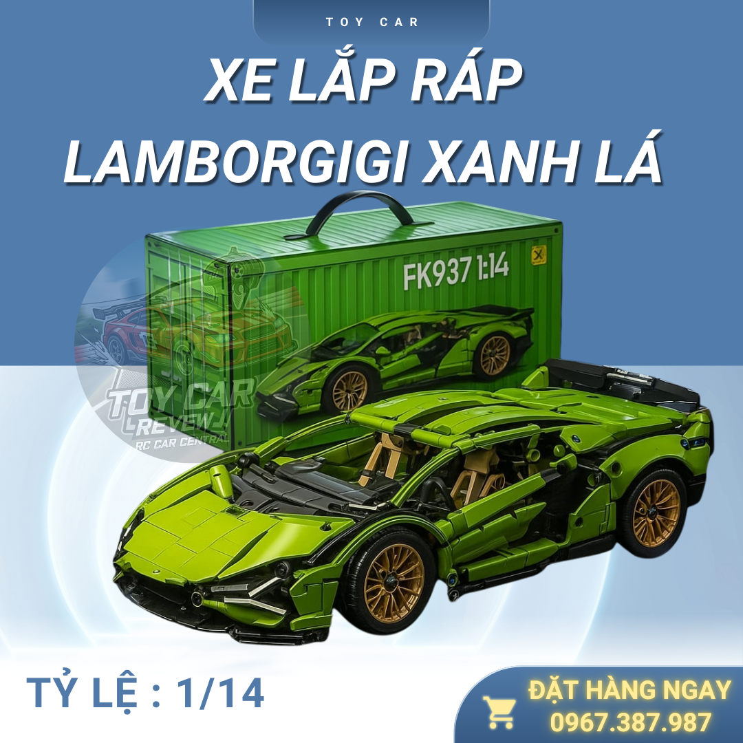 XE LẮP RÁP LAMBORGIGI XANH LÁ