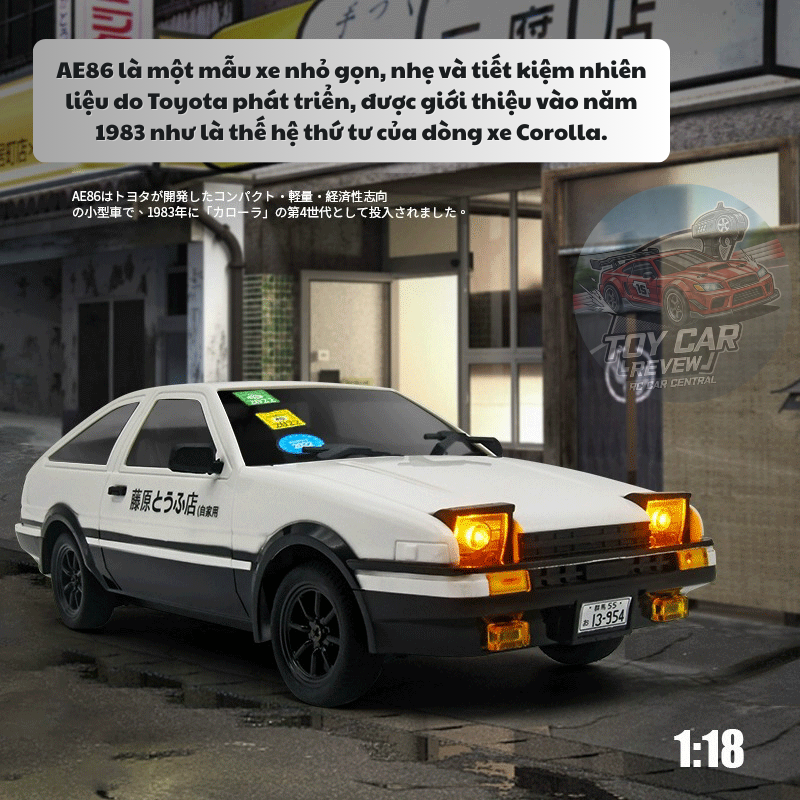[NEW 2025] Bản cao cấp R002 - Xe RC điều khiển, xe Drift AE86 Trắng 1/18