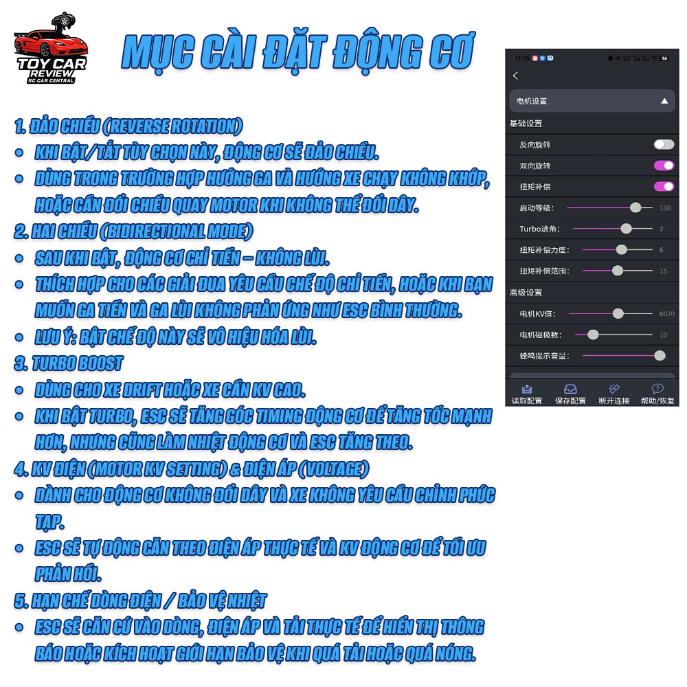 ESC outrunner mini, vỏ kim loại anod, chỉnh qua Bluetooth App - TG Racing