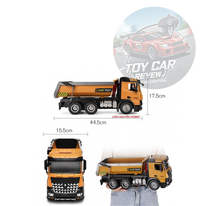 Xe tải ben công trình điều khiển từ xa Huina 1582 bản nâng cấp vỏ kim loại đồ chơi mô hình xe tải
