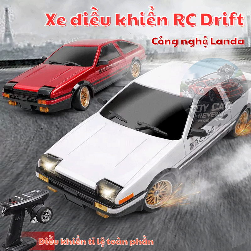 [NEW 2025] Bản cao cấp R002 - Xe RC điều khiển, xe Drift AE86 Trắng 1/18
