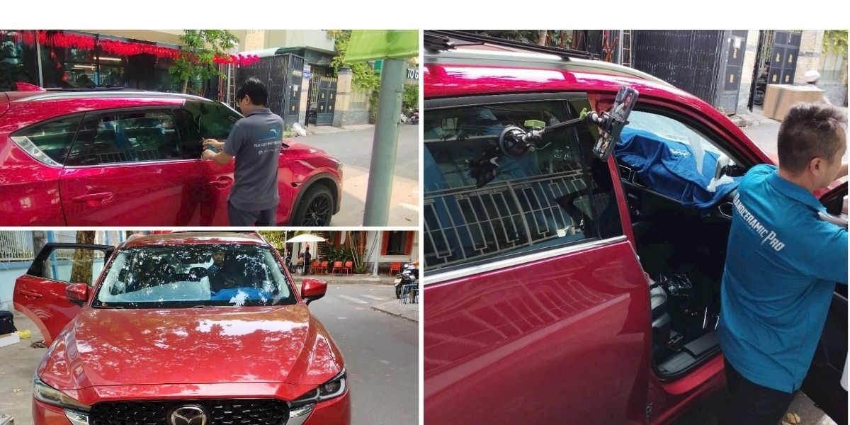 Hình ảnh thi công thực tế phim cách nhiệt dán xe ô tô