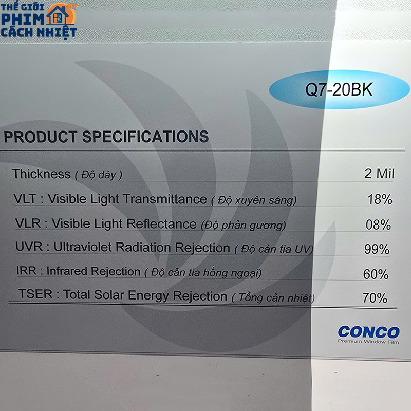 Phim Cách Nhiệt Cửa Kính Conco Q7-20BK
