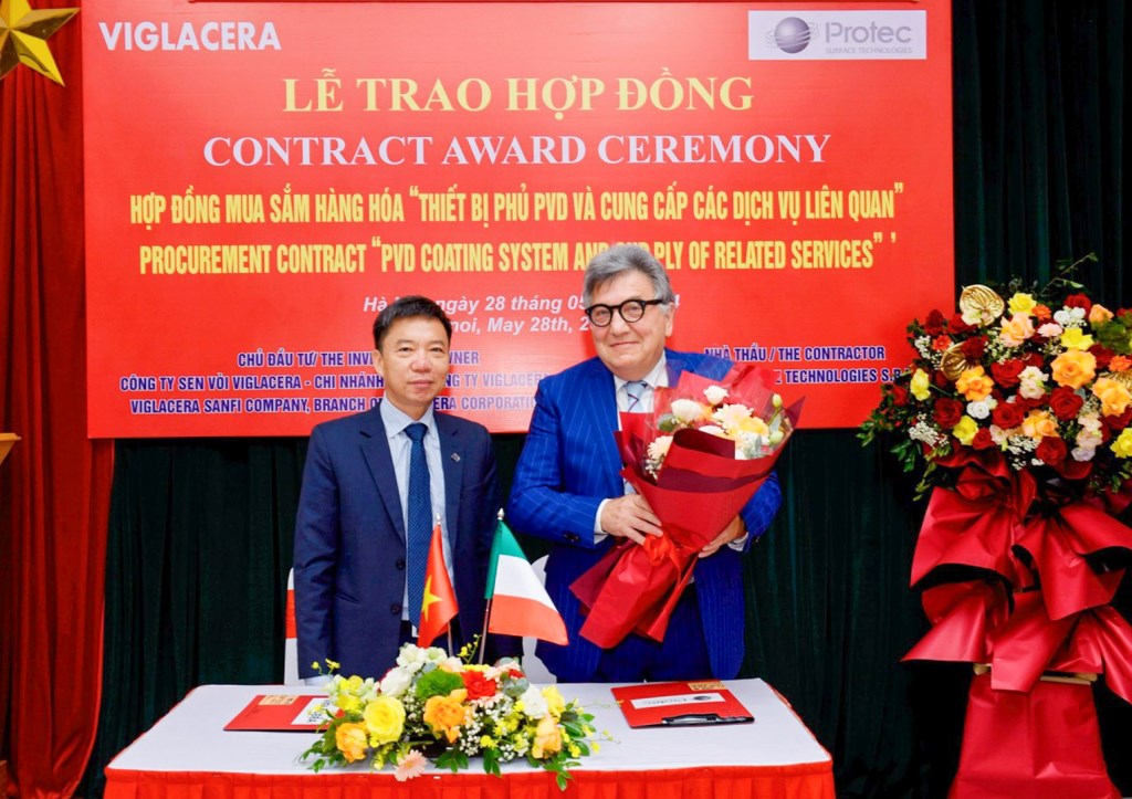Lễ trao hợp đồng cung cấp thiết bị phủ PVD giữa Công ty Sen vòi Viglacera với Protec Surface Technologies S.r.l