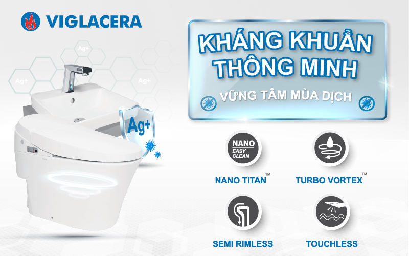 Kháng khuẩn an toàn với công nghệ xanh trên thiết bị vệ sinh VIGLACERA