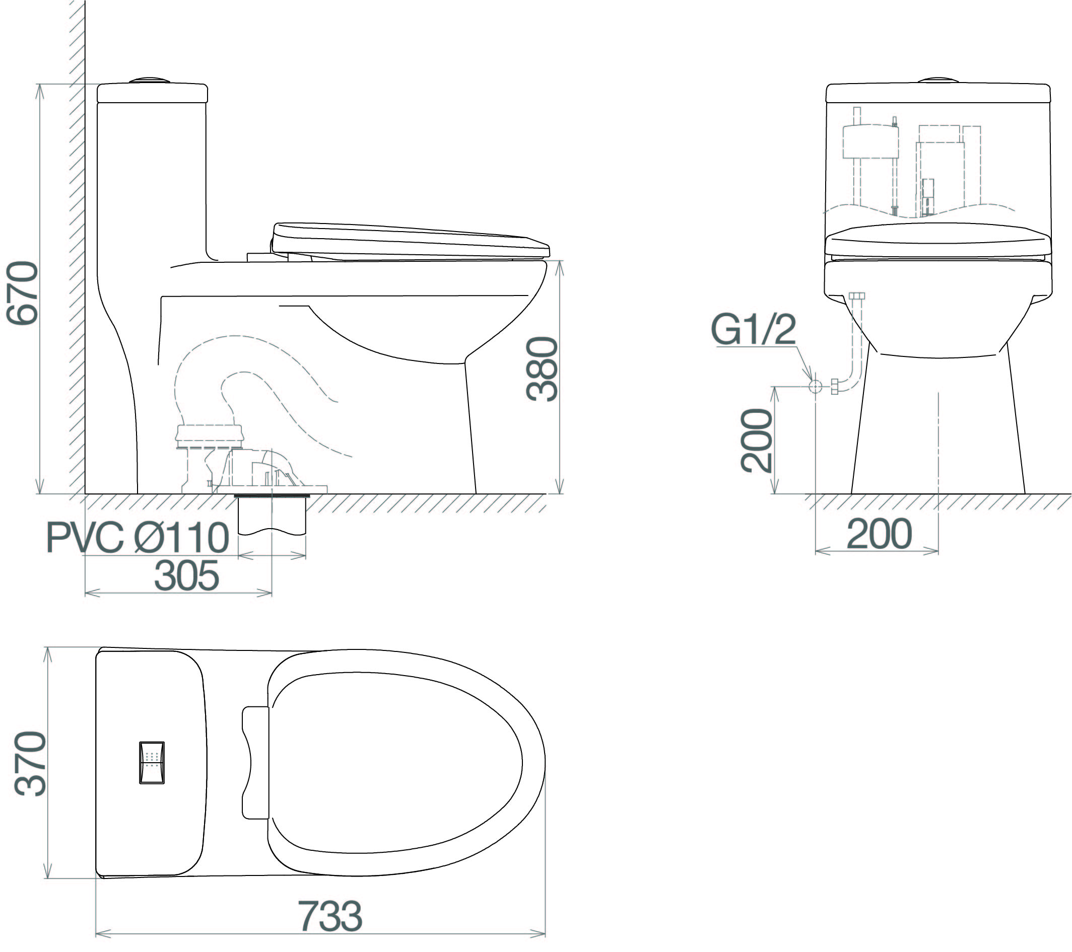 Bàn cầu một khối MK2