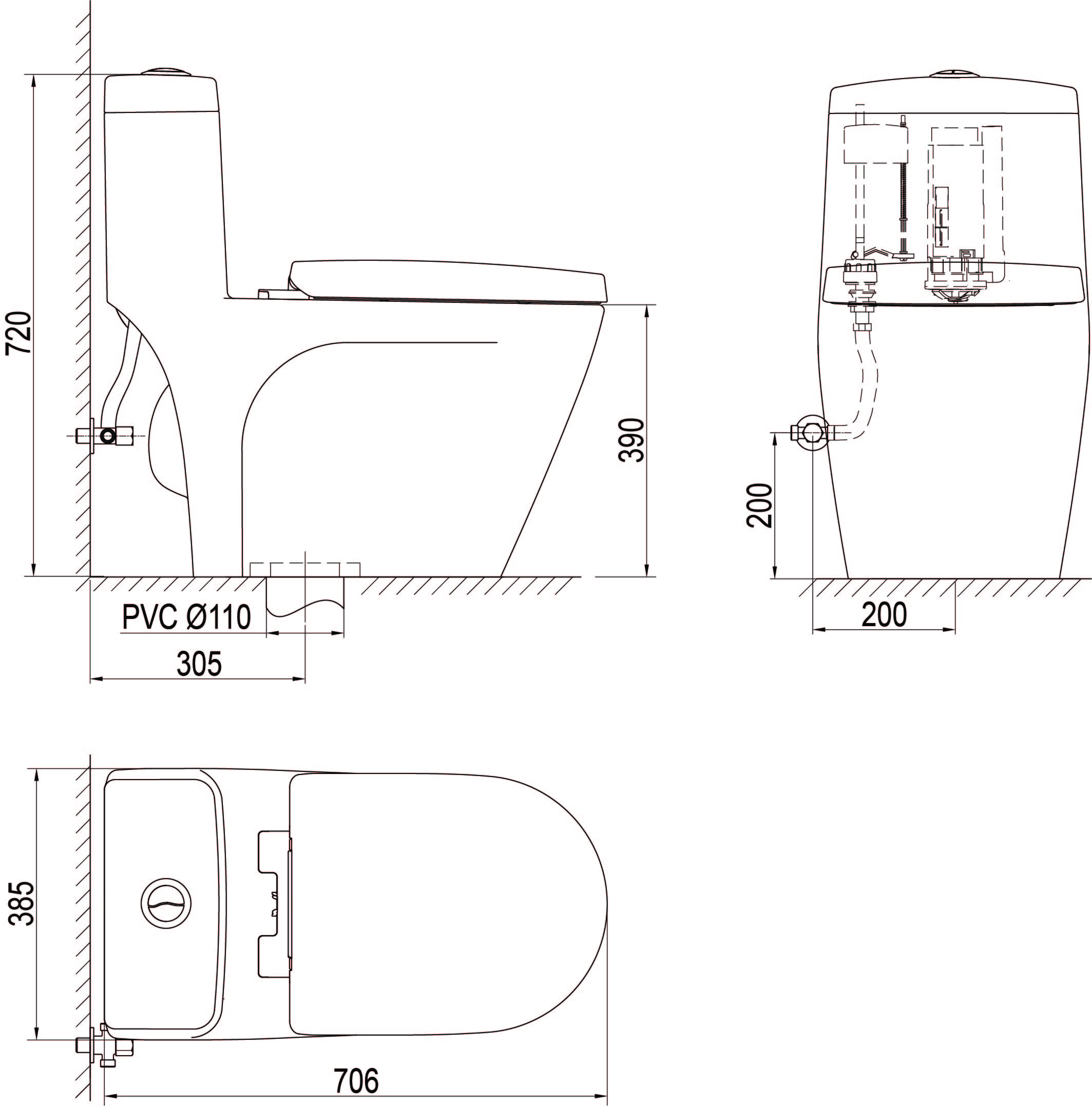 Bàn cầu một khối S308