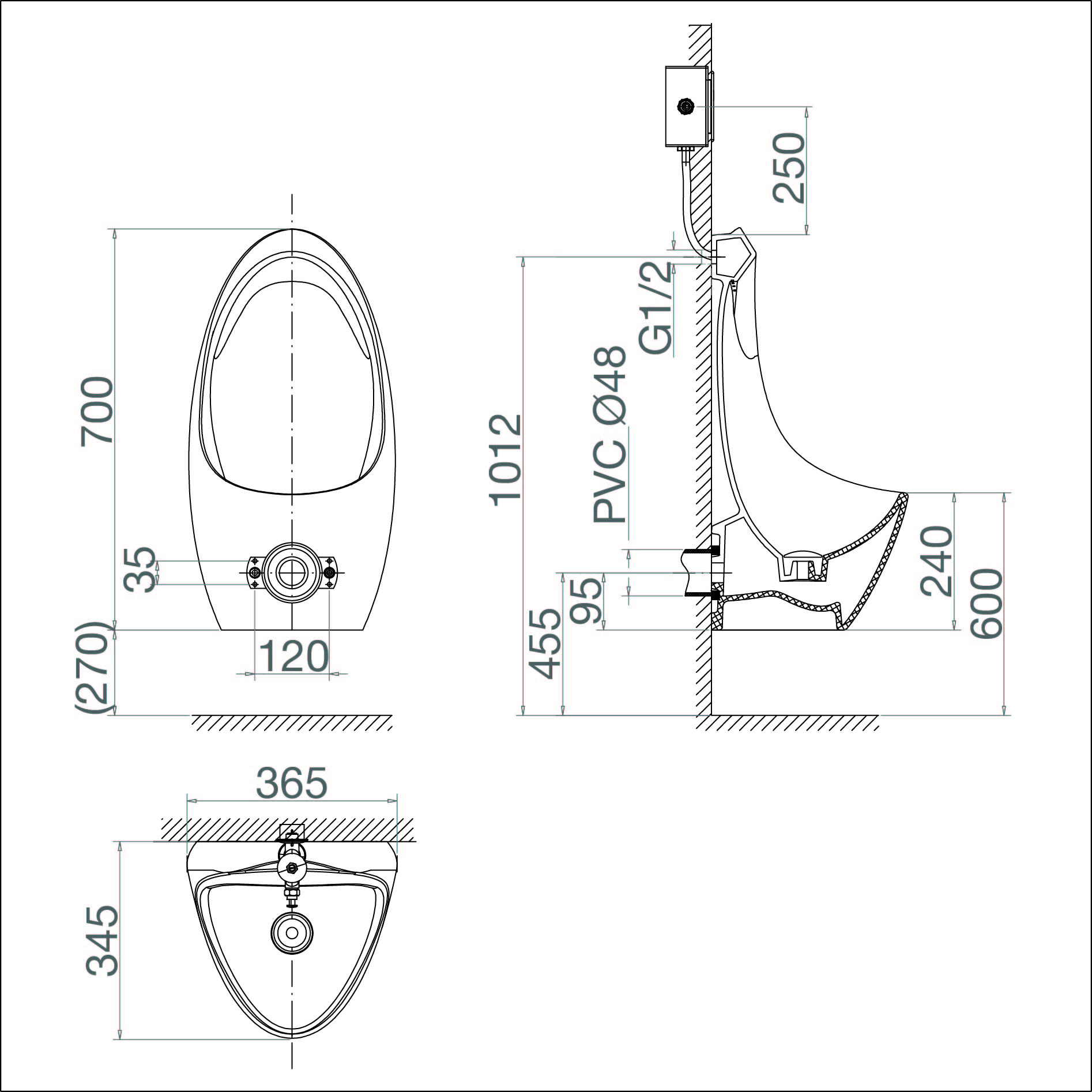 Tiểu nam treo tường cấp âm T9