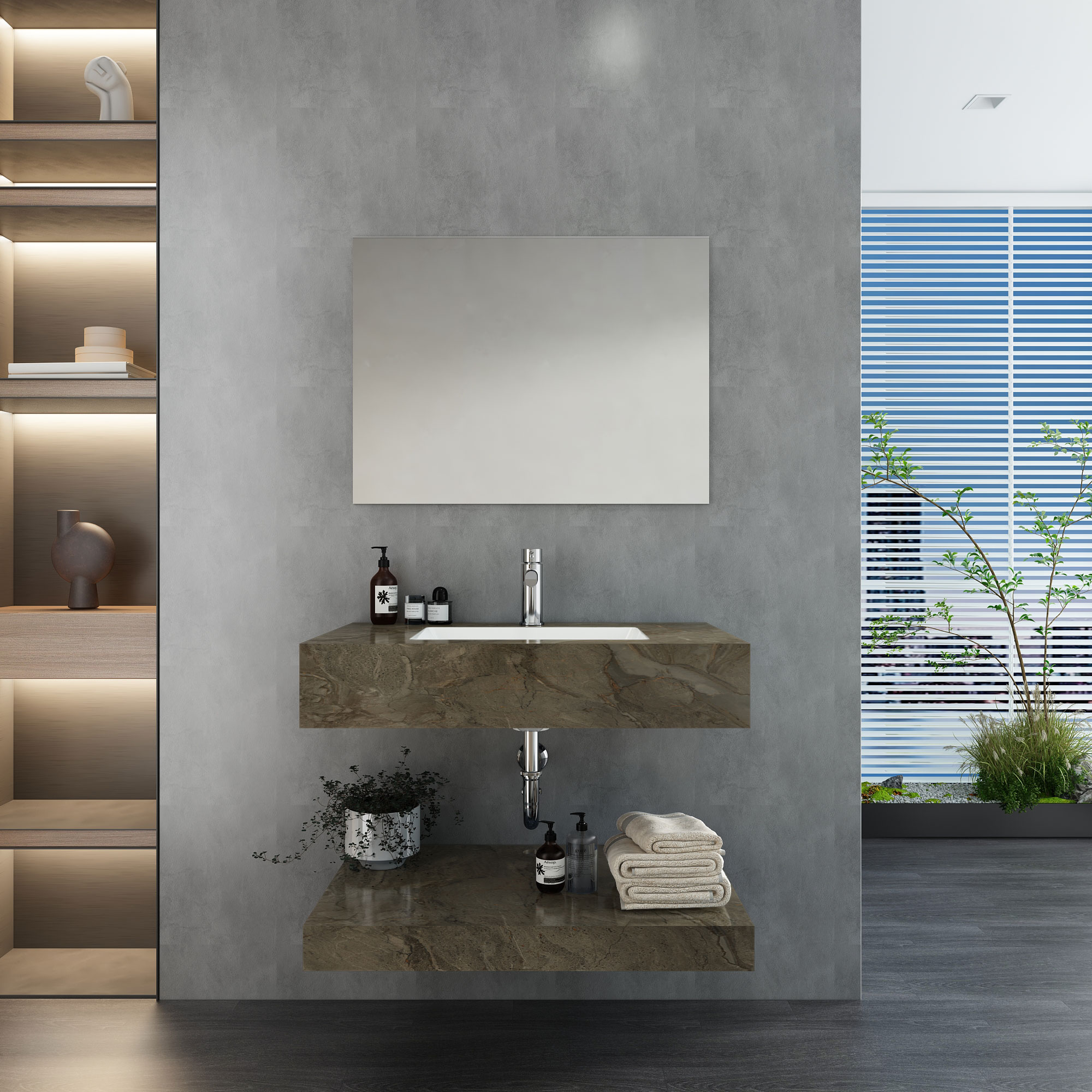 Chậu bàn đá 2 tầng US10-9GP05