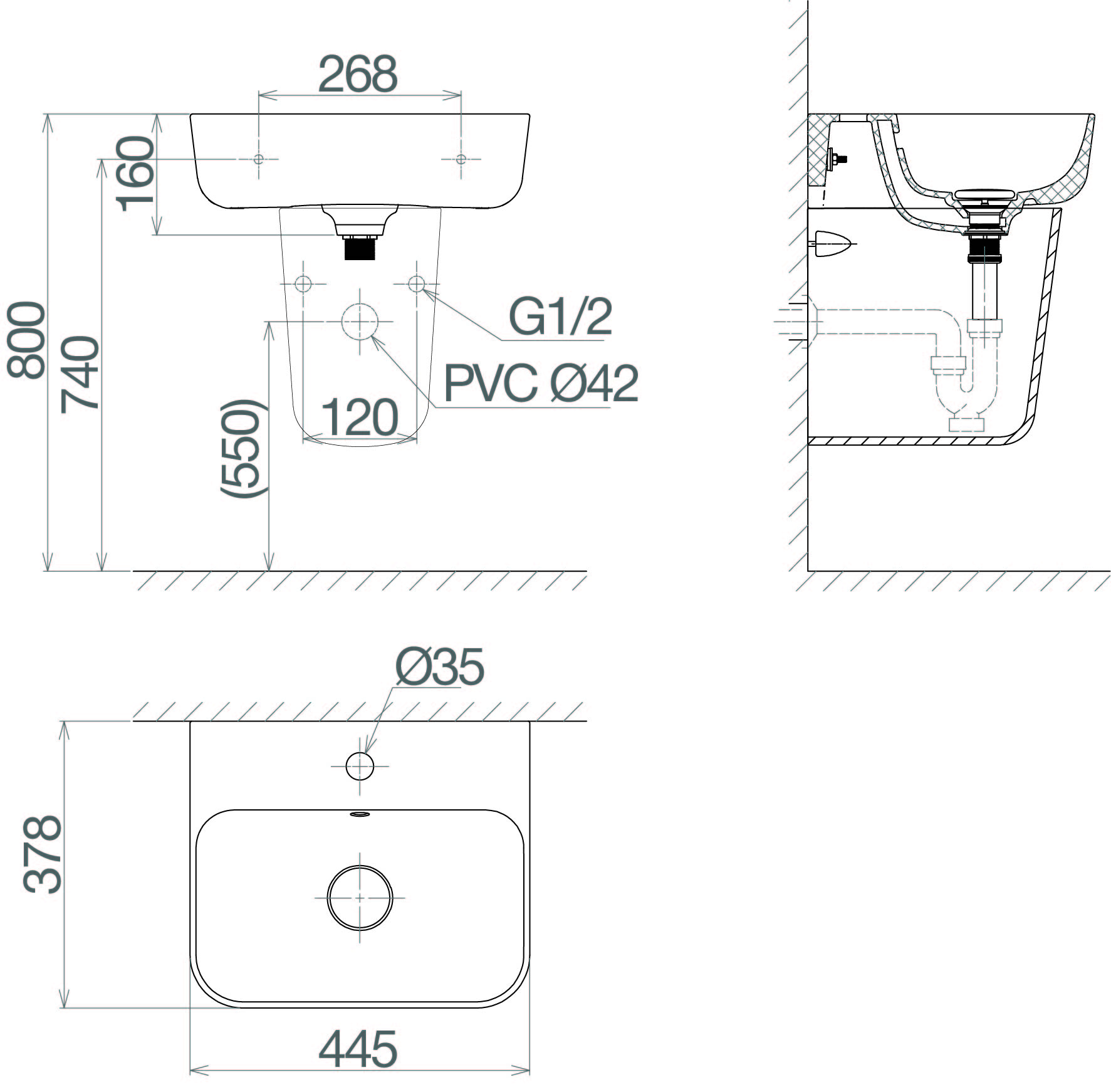 Chậu chân treo tường V23