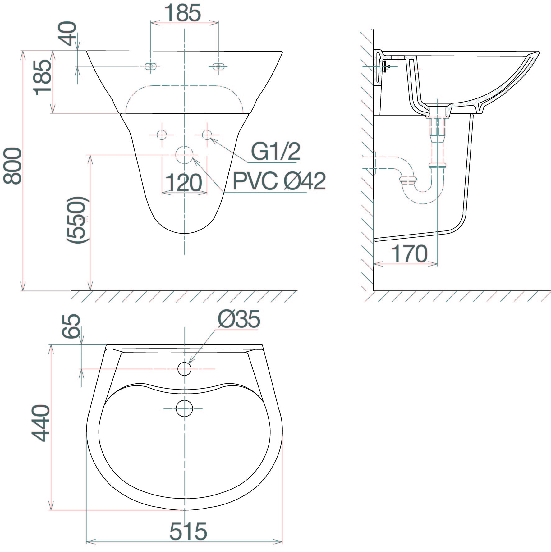 Chậu chân treo tường V39