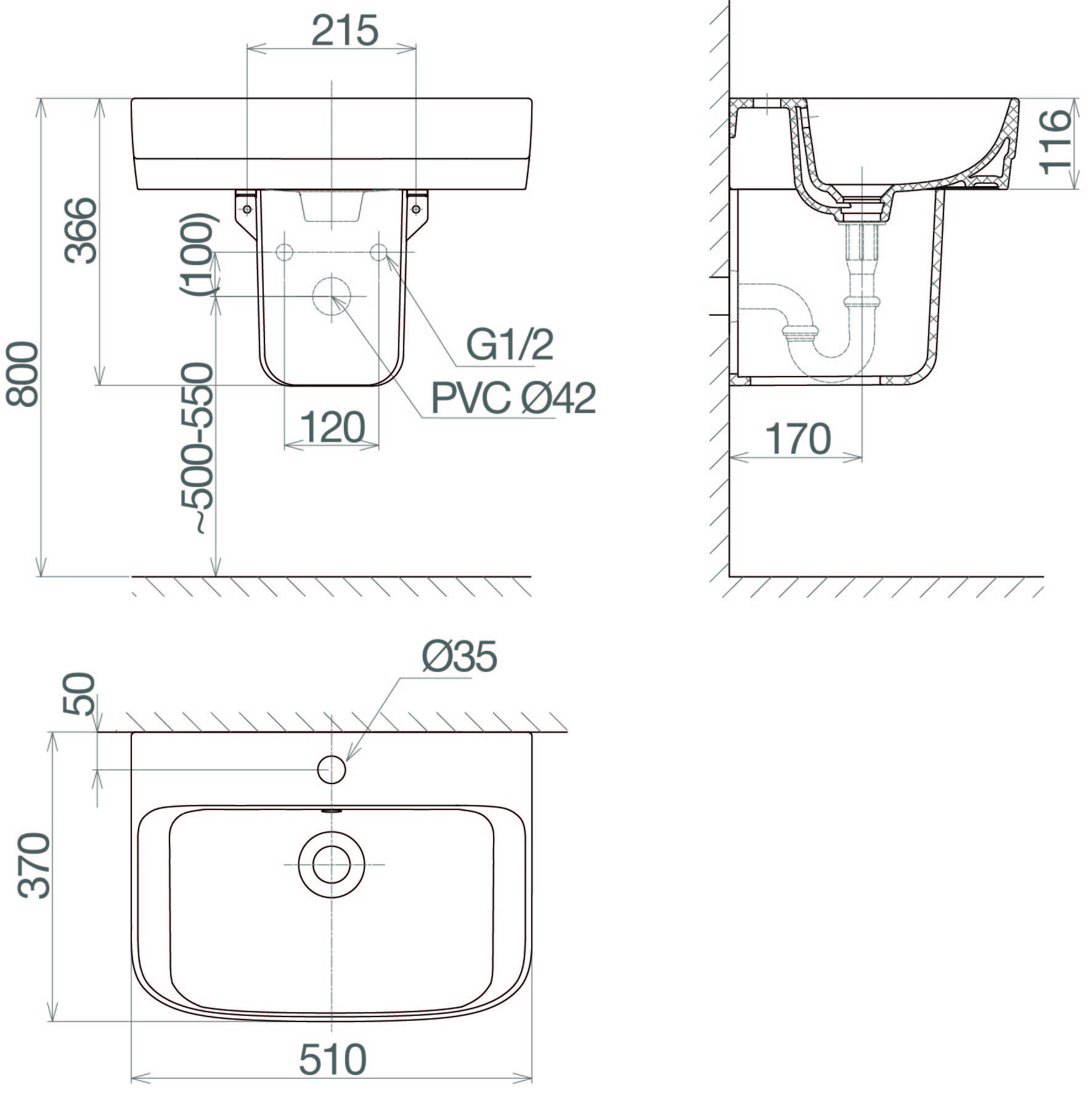 Chậu chân treo tường V59