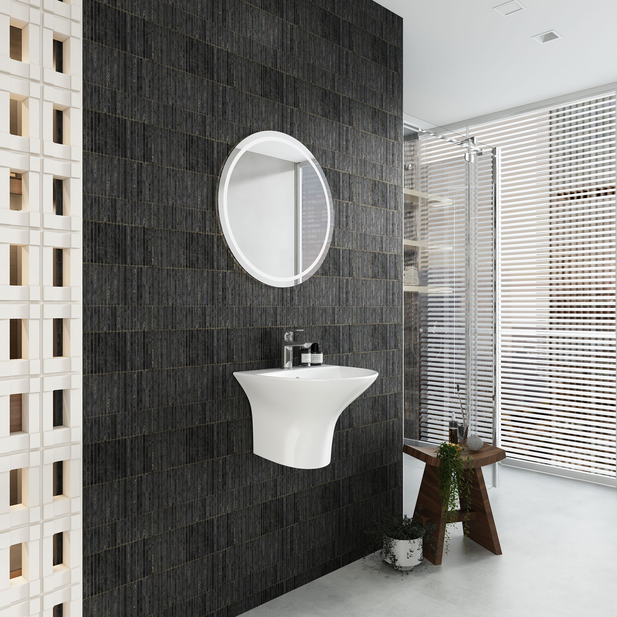 Chậu liền chân treo tường V63