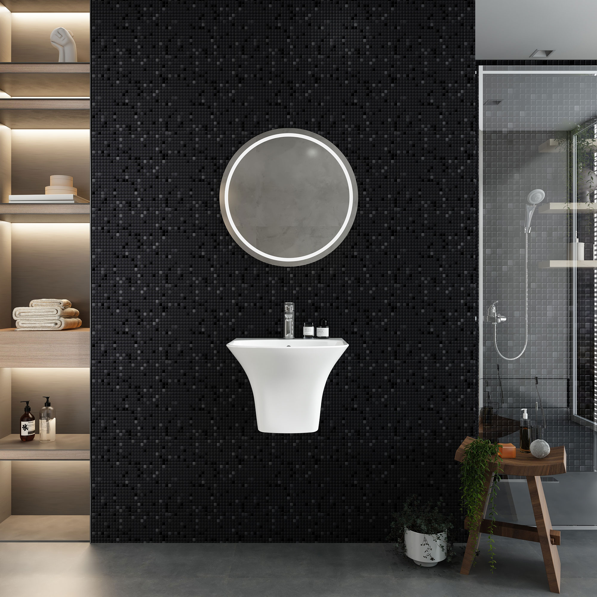 Chậu liền chân treo tường V64