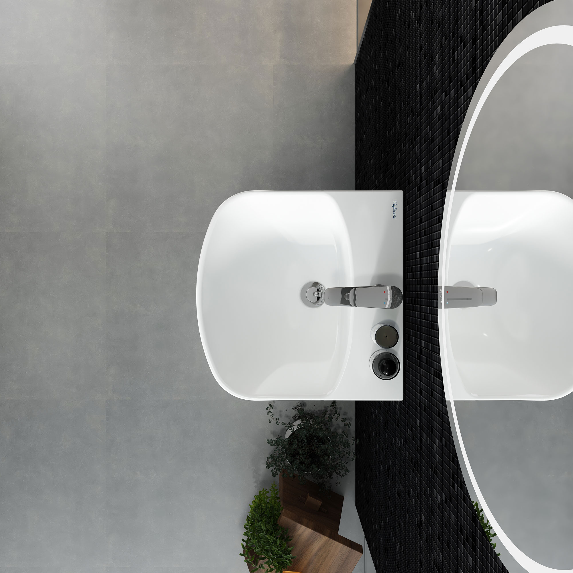 Chậu liền chân treo tường V64