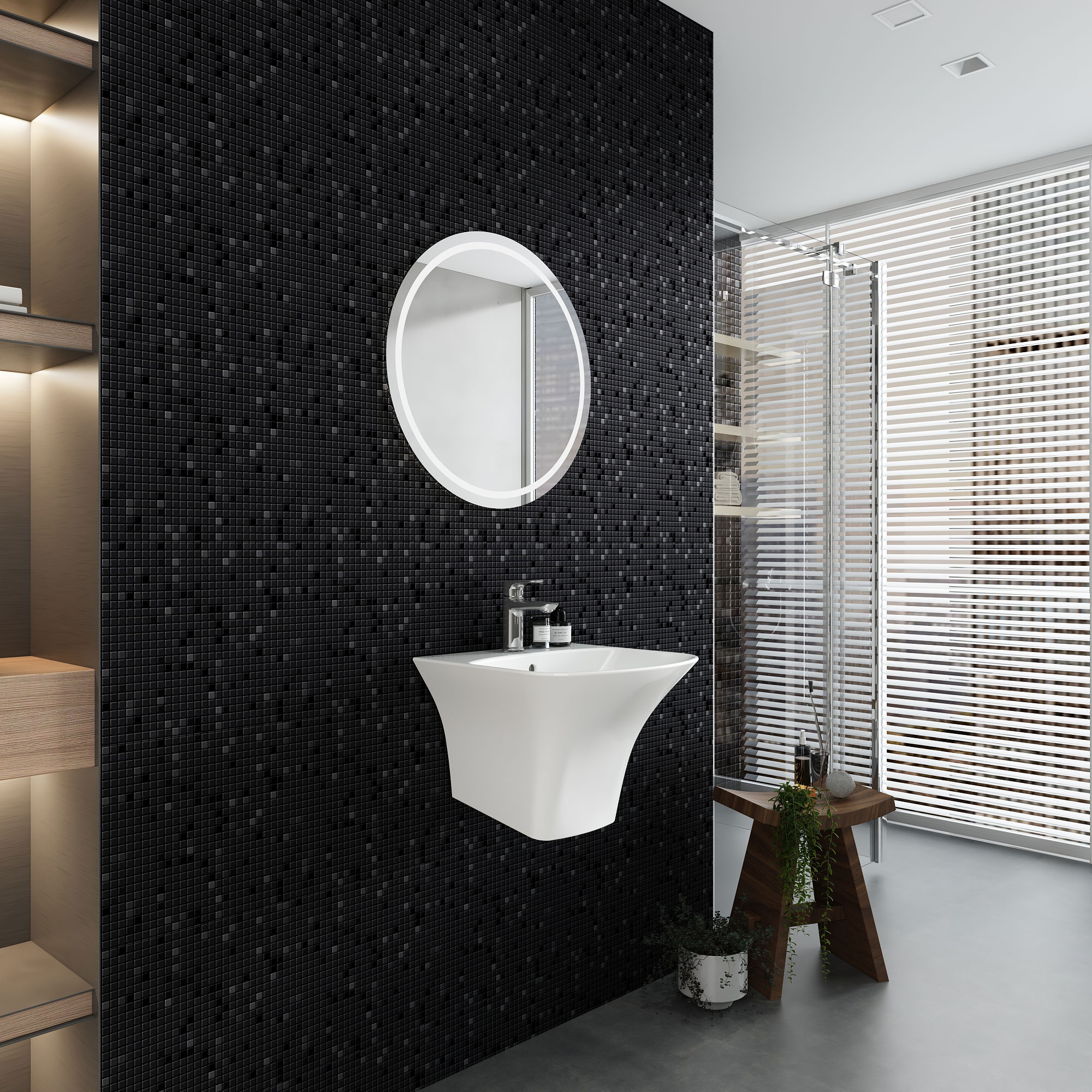 Chậu liền chân treo tường V64