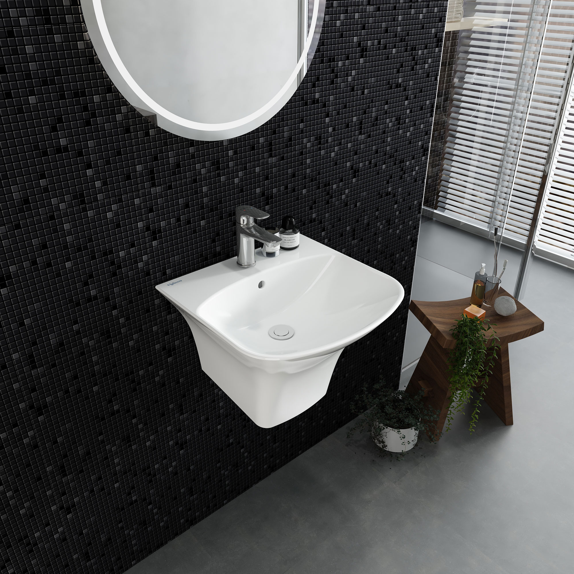 Chậu liền chân treo tường V64