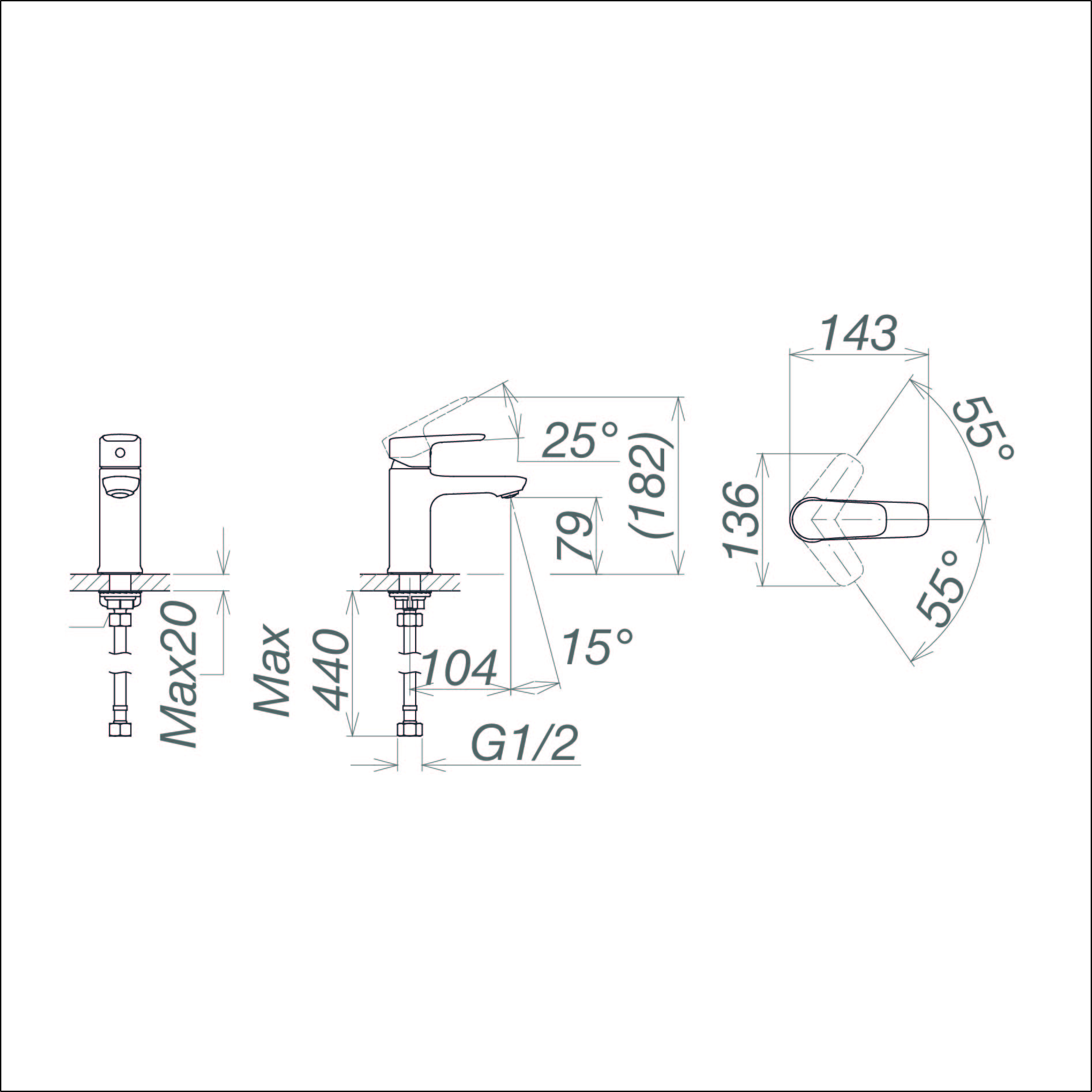 Vòi chậu thấp một lỗ VG132.2