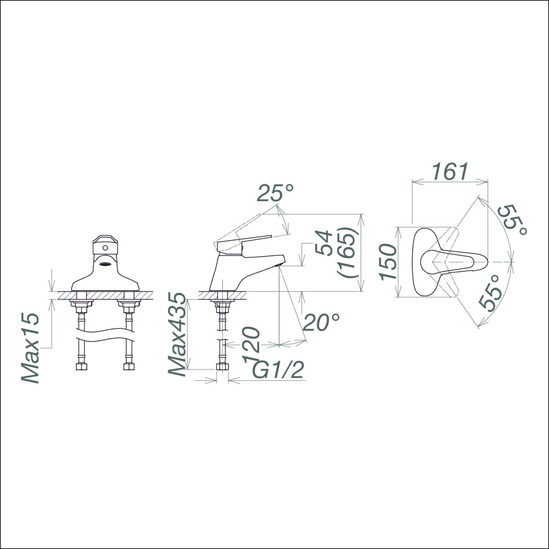 Vòi chậu thấp ba lỗ VG315