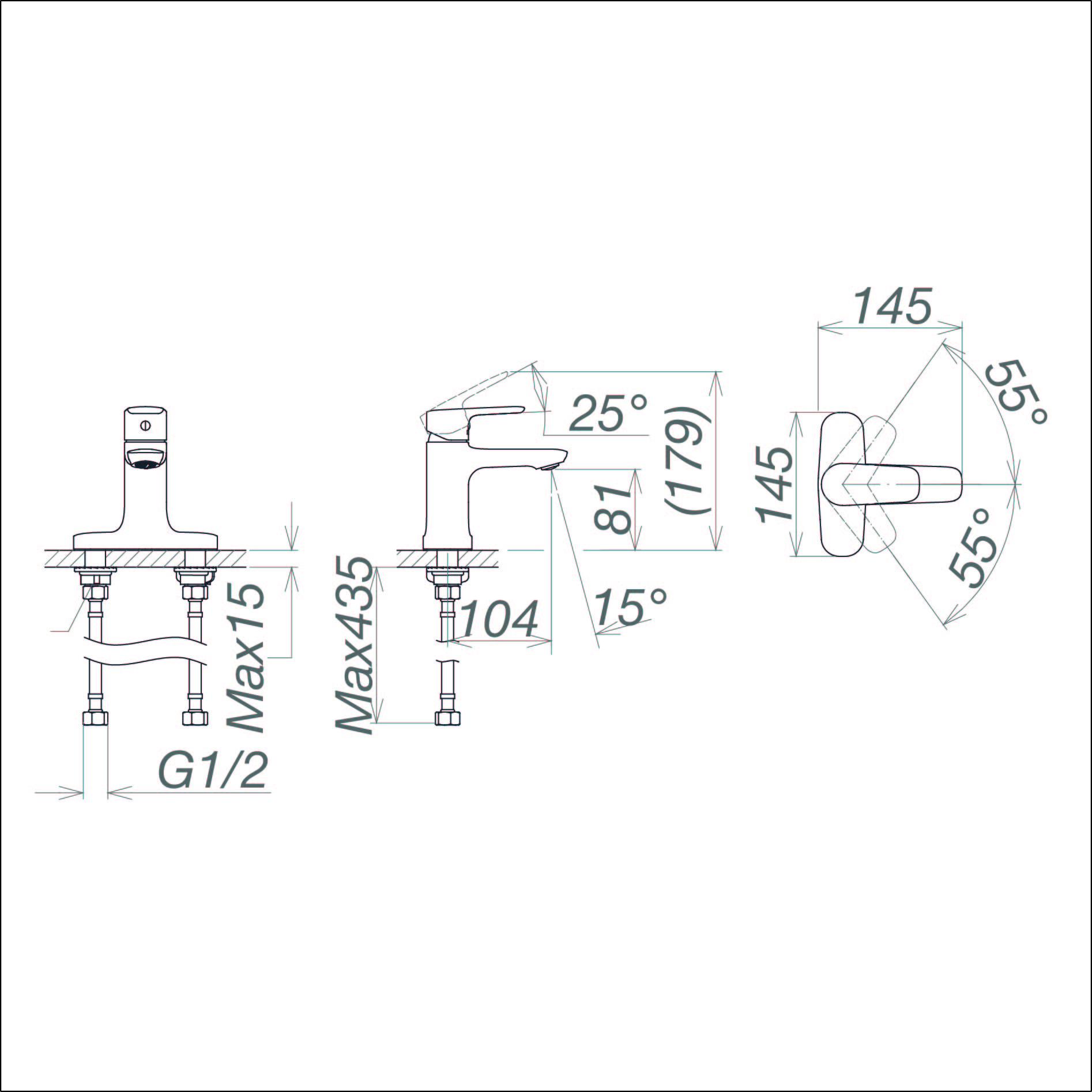 Vòi chậu thấp ba lỗ VG332