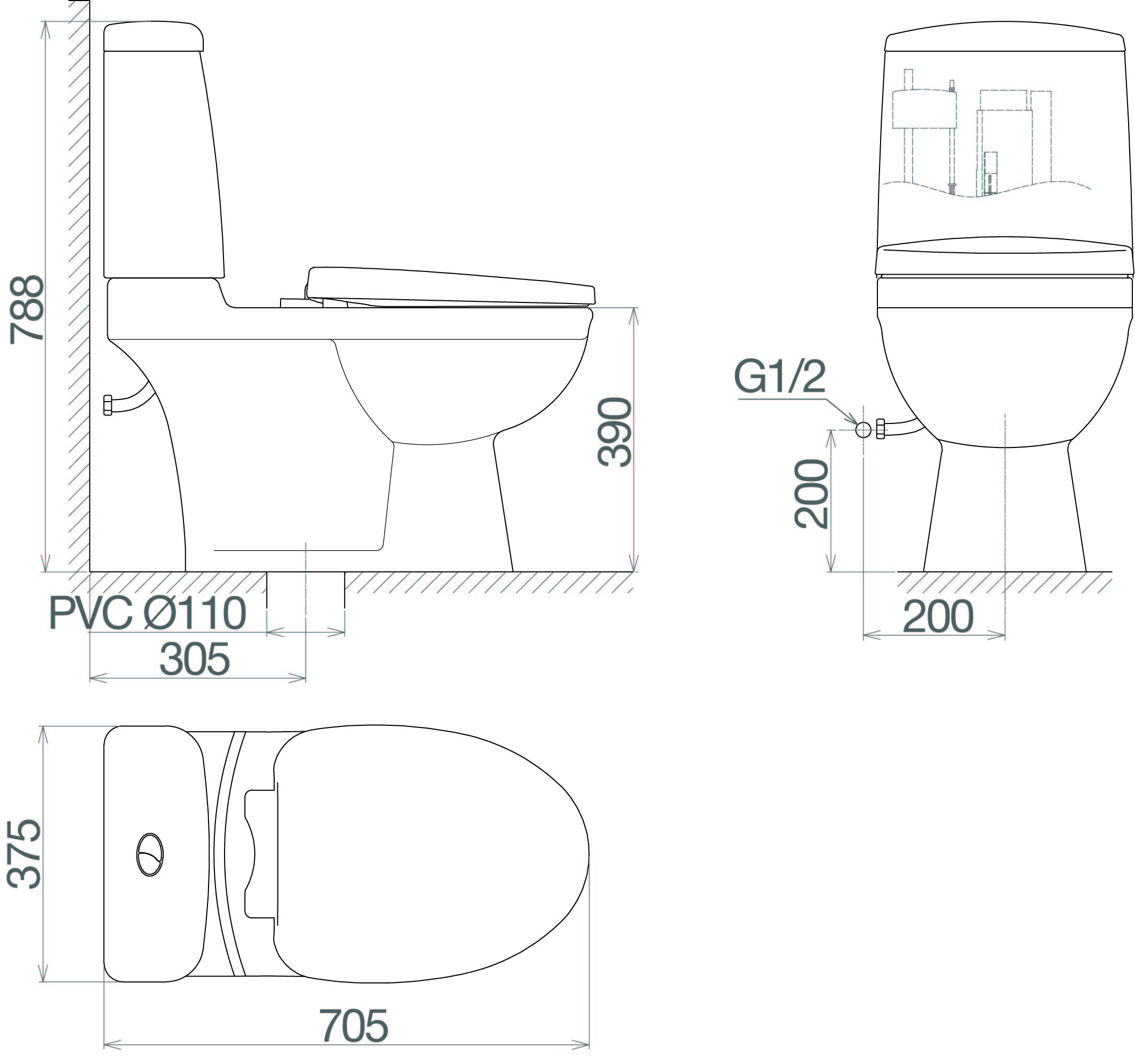 Bàn cầu hai khối VI107